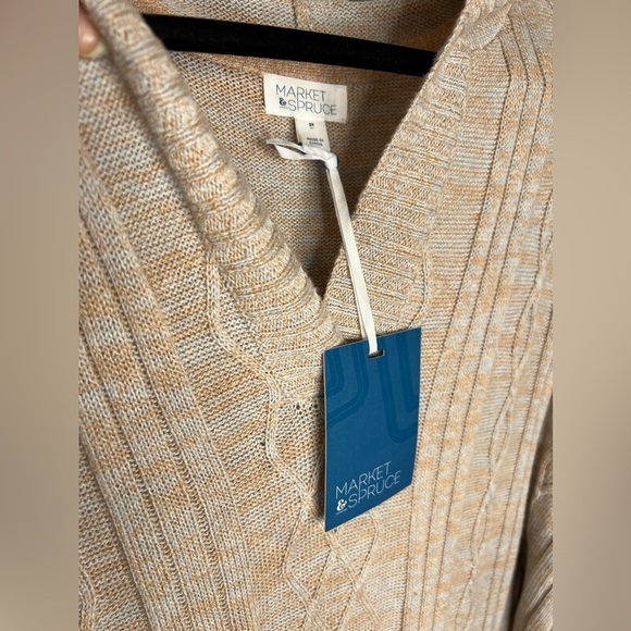 B15.02 NWT Market & Spruce “Afon” Marled Cable Knit Hooded Sweater Tunic 3X - Picture 4 of 6